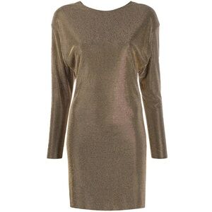 Versace 2019 Crystal Embellished Studded Long Sleeve Mini Dress Size 10 NWT Gold